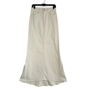 L'AGENCE Kailani Mermaid Denim Maxi Skirt Cream Size 26 Stretch Neutral XS